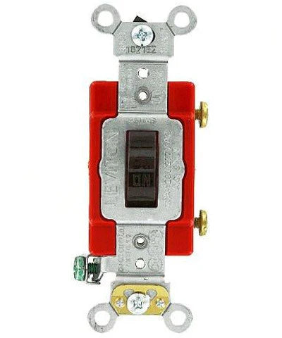 20-Amp, Toggle Single-Pole AC Quiet Switch, 120/277-Volt, Extra Heavy Duty Spec Grade, Self Grounding, Various Colors, 1221-2