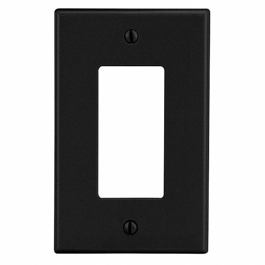 Rocker Wall Plate: Decorator-Rocker, Plastic, Black, 1 outlet opening, 1 switch opening