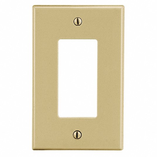 Rocker Wall Plate: Decorator-Rocker, Plastic, Ivory, 1 outlet opening, 1 switch opening