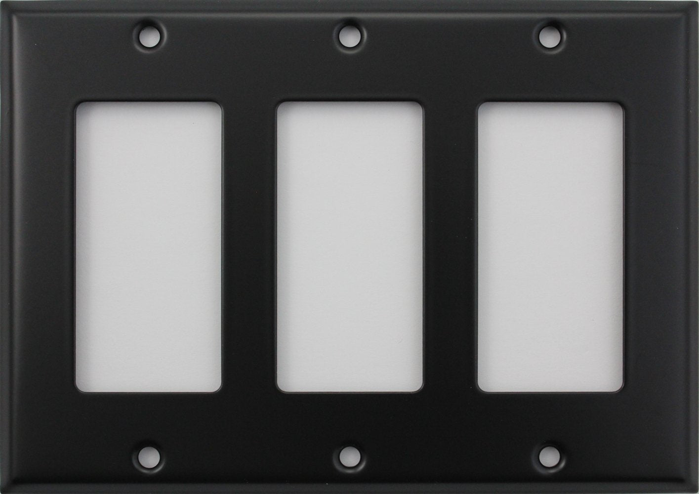Rocker Wall Plate: Decorator-Rocker, Plastic, Black, 3 outlet opening, 3 switch opening