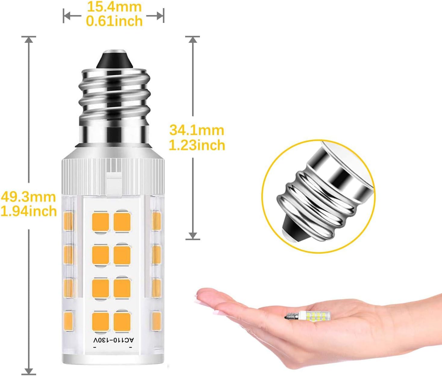 2Pack LED Makeup Mirror Bulb 3000K